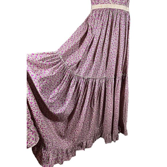 Vtg Moda International VS Y2K Halter Maxi Dress XL Ditzy Floral Cottagecore Boho - Picture 3 of 15